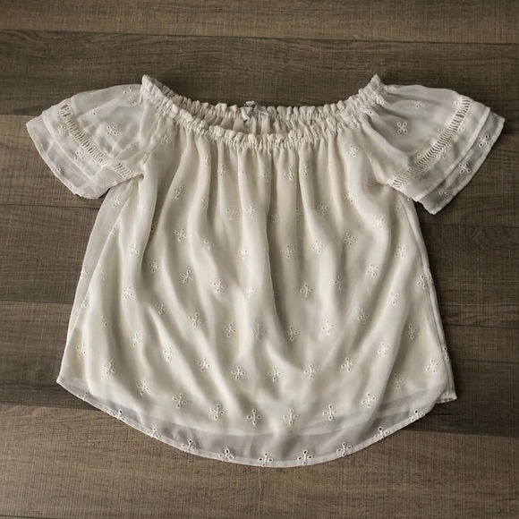 Cute summer top shoulder off floral black white - Picture 3 of 9